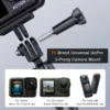 Electric Suction Cup Camera Mount with 360° Ball Head Magic Arm, Three-Prong Claw Compatible with Various Sporting Cameras