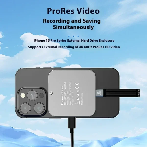 M.2 NVMe USB3.0 Phone Magnetic SSD Enclosure with Turbo Fan 10 Gbps PD 100W Support 2T for Model NVME Both 2230and2242 SSDPls
