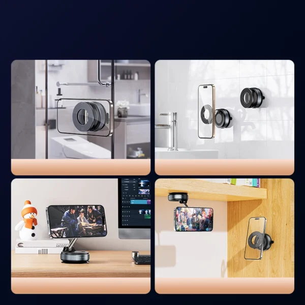 Magnetic Car Phone Holder Mount - 360° Rotation & Foldable Design, Super Strong Vacuum Suction for IPhone/Samsung/Huawei