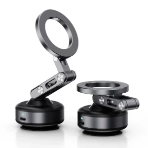 Universal Magnetic Car Phone Holder Mount with Vacuum Suction, Foldable 360° Rotation Compatible with IPhone & Samsung