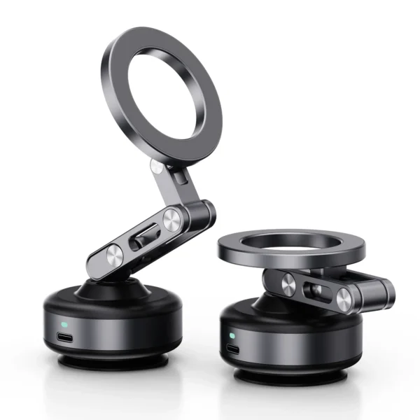 Universal Magnetic Car Phone Holder Mount with Vacuum Suction, Foldable 360° Rotation Compatible with IPhone & Samsung